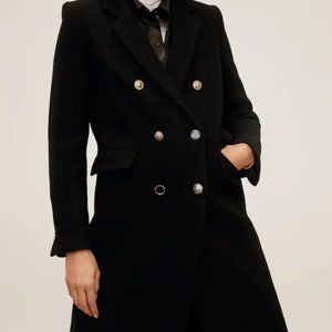 Mango Double Breasted Black Coat Waterloo
